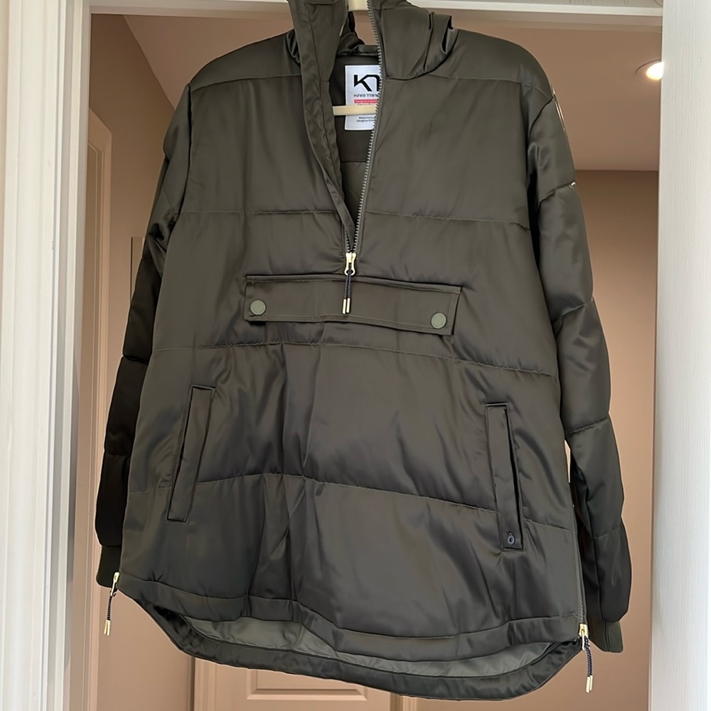 Kari Traa pullover ski/snowboard jacket, medium olive green satin